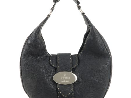 FENDI Selleria Leather One Shoulder Bag Black 8BR453 Discount