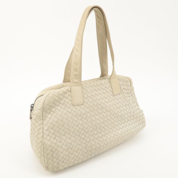 BOTTEGA VENETA Intrecciato Leather Shoulder Bag Ivory Cheap