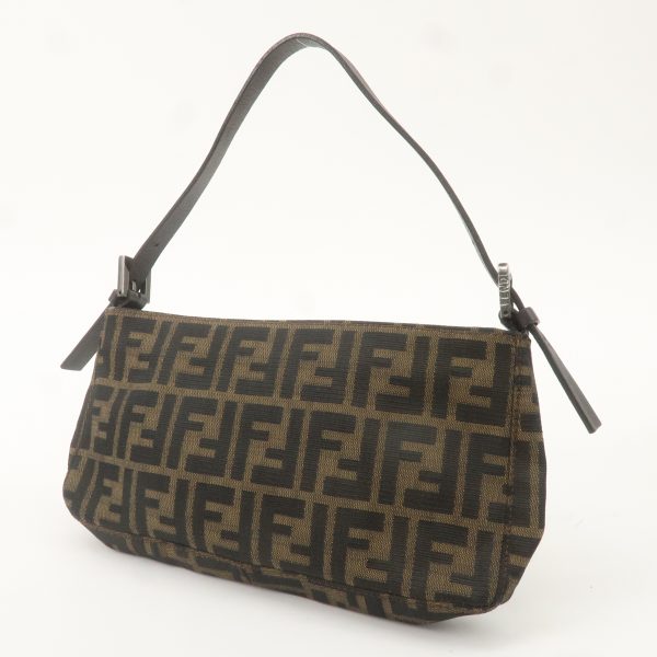 FENDI Zucca Canvas Leather Shoulder Bag Brown Black 8BR042 Online