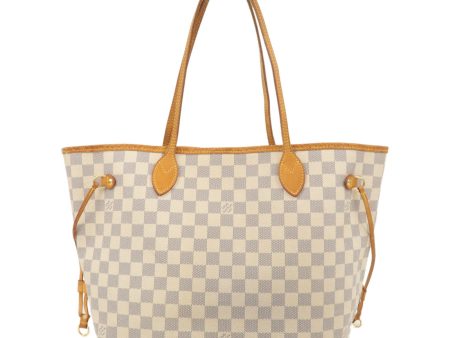 Louis Vuitton Damier Azur Neverfull MM Tote Bag Brown N51107 For Sale