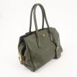 PRADA Logo Leather Hand Bag Shoulder Bag Khaki Fashion