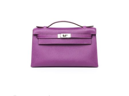 Hermès Kelly Pochette Clutch Anemone Epsom Palladium Hardware Fashion