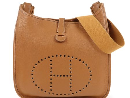 HERMES Taurillon Clemence Evelyn 1GM Shoulder Bag Brown Gold For Discount