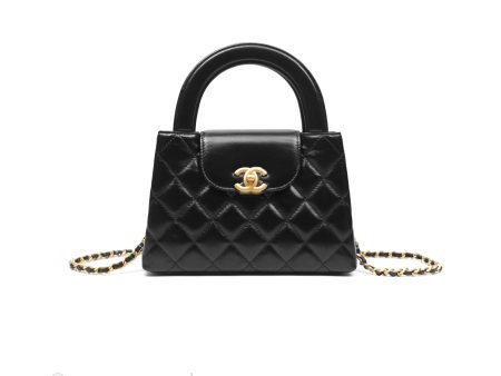 Chanel Kelly Bag Quilted Black Shiny Calfskin Aged Gold Hardware Sale