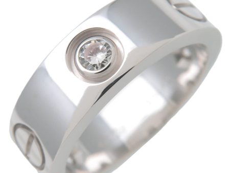 Cartier Love Ring Half Diamond K18 750WG White Gold #49 US5 Hot on Sale