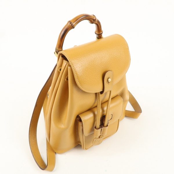 GUCCI Bamboo Leather Mini Backpack Ruck Sack Beige 003.1705 Online