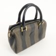 FENDI Pequin PVC Leather Minoboston Bag Hand Bag Brown Black Sale