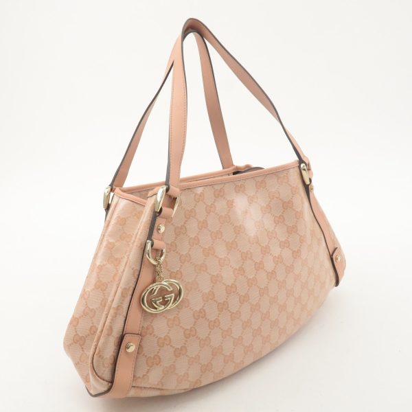 GUCCI Abbey GG Crystal Leather Tote Hand Bag Pink 130736 Hot on Sale