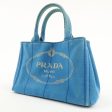 PRADA Logo Canapa Mini Canvas Tote Bag Hand Bag Blue Cheap