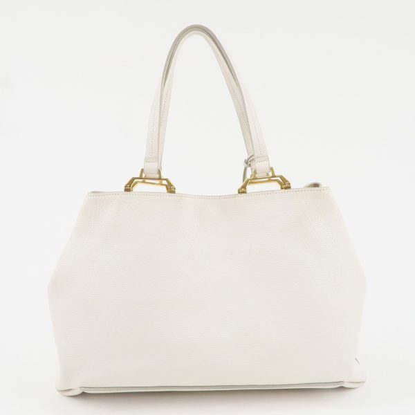 MIU MIU Logo Leather Tote Bag Shoulder Bag White 5BG002 Online