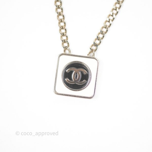 Chanel Square CC Necklace Gold Tone 23C For Cheap