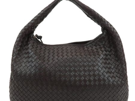 BOTTEGA VENETA Intrecciato Leather Shoulder Bag Dark Brown Cheap