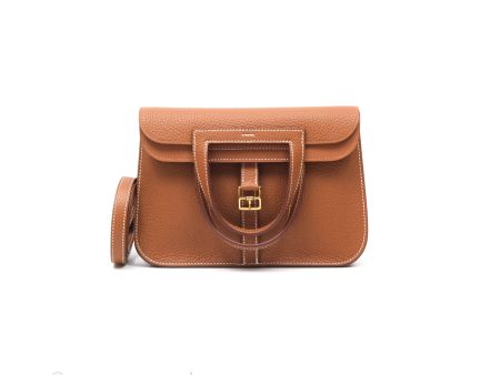 Hermès Halzan 25 Gold Clemence Gold Hardware Fashion