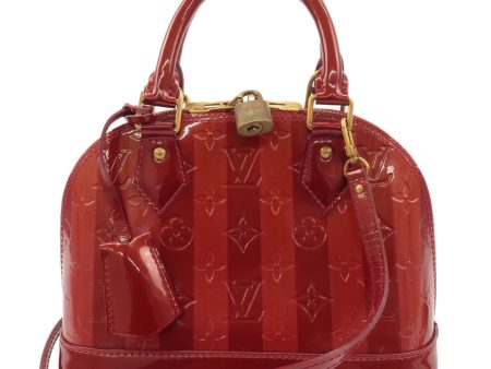 Louis Vuitton Monogram Vernis Rayures Alma BB Pomme d Arour M91593 For Sale