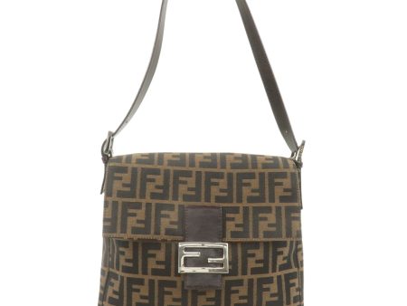 FENDI Mamma Baguette Zucca Canvas Leather Shoulder Bag 230526730 For Discount