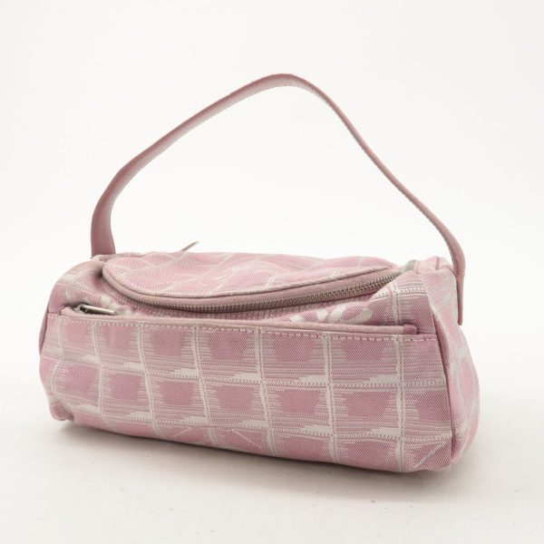 CHANEL New Travel Line Nylon Jacquard Leather Vanity Bag Pink on Sale