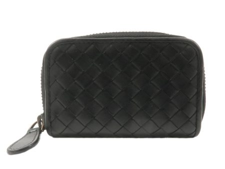 BOTTEGA VENETA Intrecciato Leather Coin Case Coin Purse Black on Sale