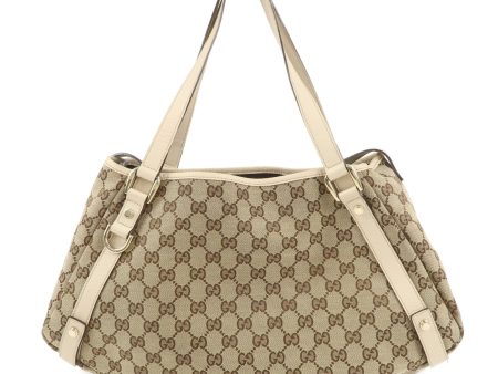 GUCCI Abbey GG Canvas Leather Tote Hand Bag Beige Ivory 130736 Online