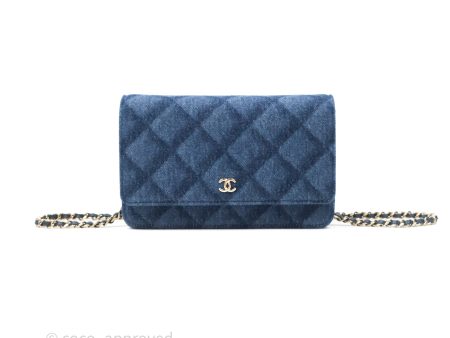 Chanel Quilted Classic Wallet on Chain WOC Denim Gold Hardware Online