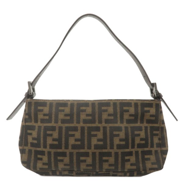 FENDI Zucca Canvas Leather Shoulder Bag Brown Black 8BR042 Online