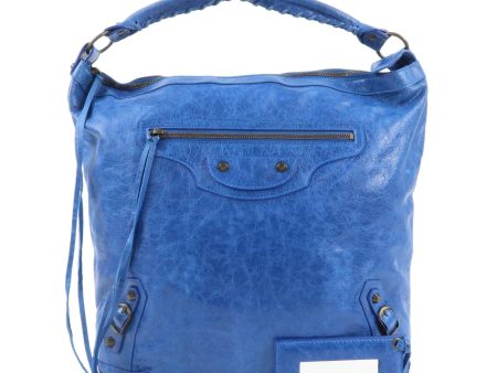 BALENCIAGA Editor s The Day Leather Shoulder Bag Blue 140442 Cheap