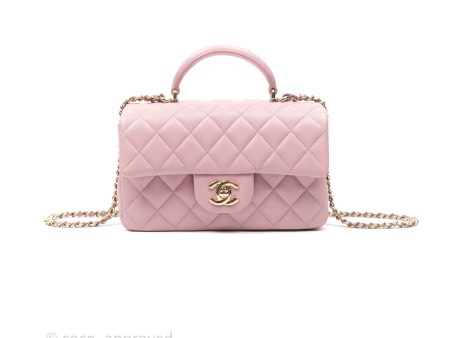 Chanel Top Handle Mini Rectangular Flap Lilac Pink Lambskin Gold Hardware Sale