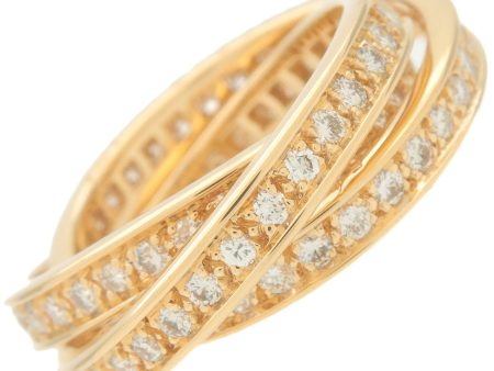 Cartier Three Bnagles Trinity Full Diamond Ring K18YG #54 US6 EU52 Sale