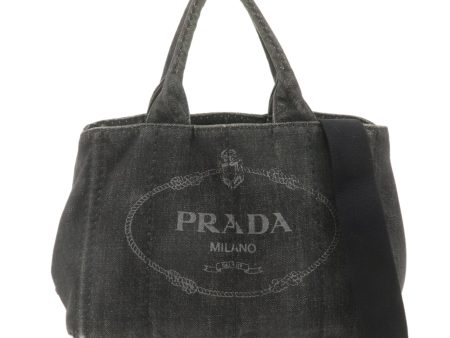 PRADA Denim Canapa Mini 2Way Bag Hand Bag Shoulder Bag Black Online Hot Sale