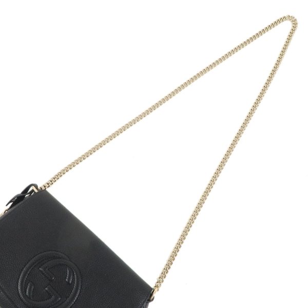 GUCCI SOHO Leather Chain Shoulder Bag Crossbody Bag Black 536224 Discount