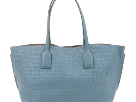 LOEWE Leather Anagram Tote Bag Shoulder Bag Blue Gray Online