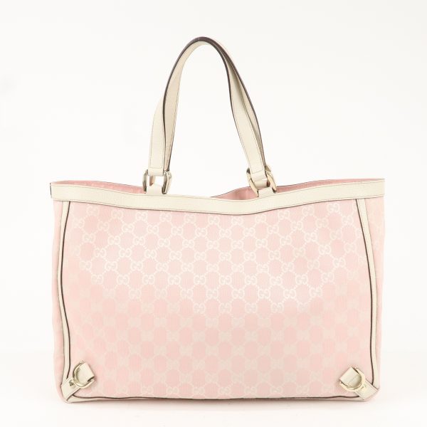 GUCCI Abbey Line GG Canvas Leather Tote Bag Pink 141472 Fashion