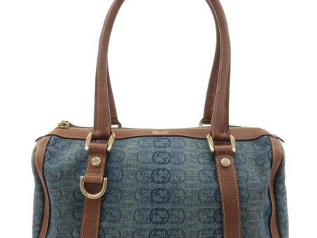 GUCCI Abbey GG Denim Leather Hand Bag Denim Brown 130943 Cheap