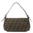 FENDI Zucca Canvas Leather Shoulder Bag Brown Black 8BR042 Online