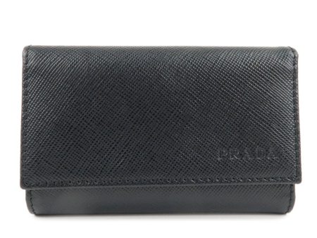 PRADA Saffiano Leather 6 Key Case Key Holder Black M25U Cheap