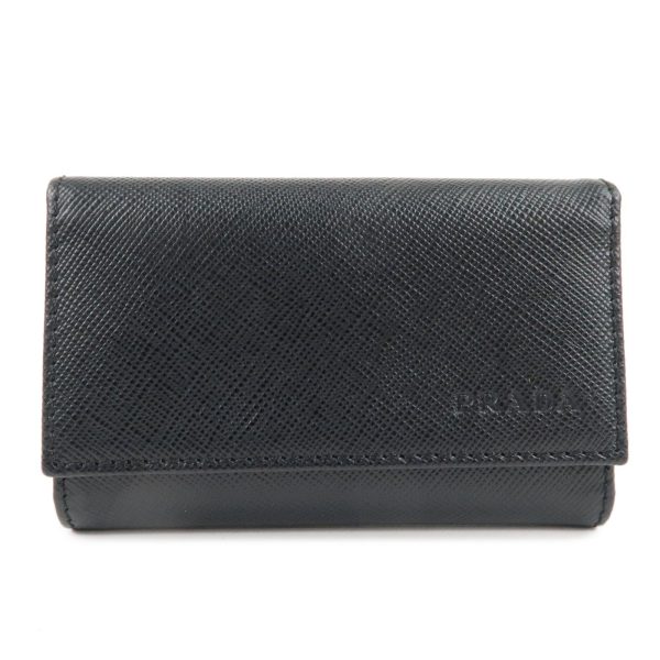 PRADA Saffiano Leather 6 Key Case Key Holder Black M25U Cheap