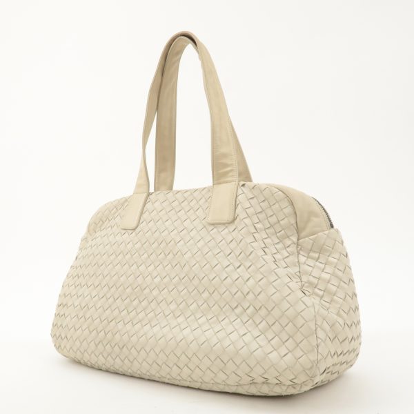 BOTTEGA VENETA Intrecciato Leather Shoulder Bag Ivory Cheap