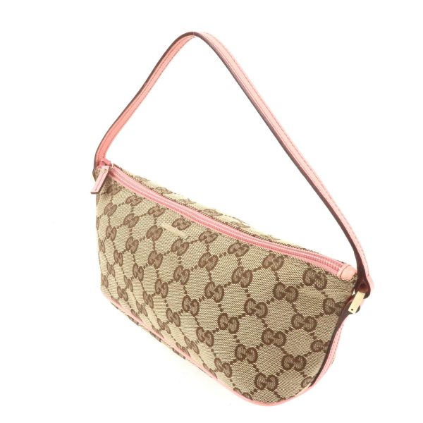 GUCCI GG Canvas Leather Pouch Beige Pink 7198 Supply