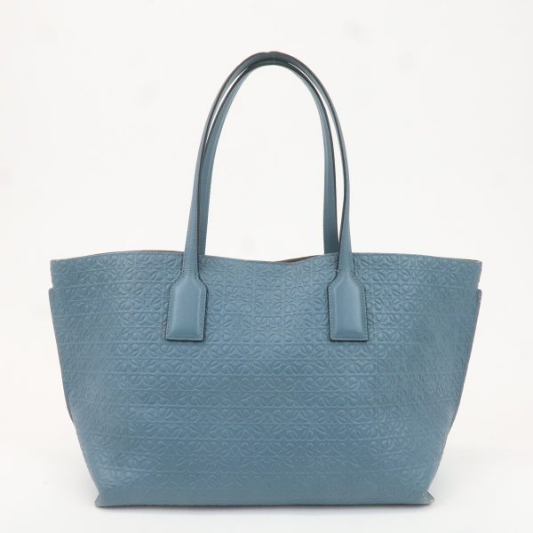 LOEWE Leather Anagram Tote Bag Shoulder Bag Blue Gray Online