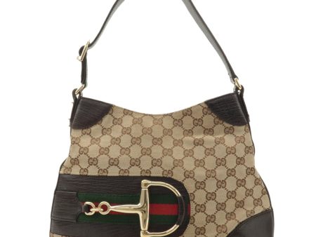 GUCCI Sherry Horsebit GG Canvas Leather Shoulder Bag 137388 For Cheap