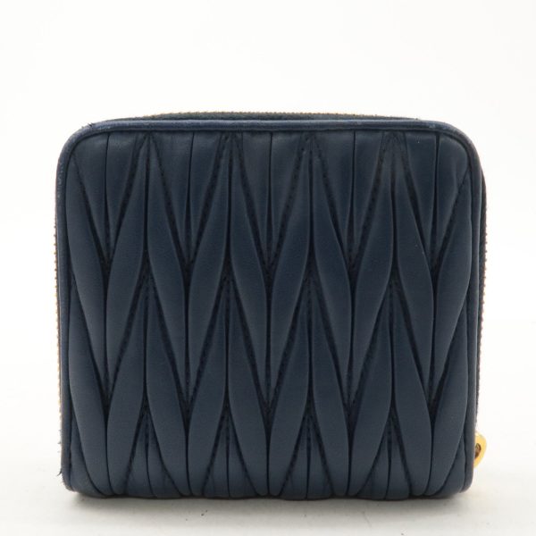 MIU MIU Matelasse Leather Bi-fold Wallet Navy 5ML522 For Cheap