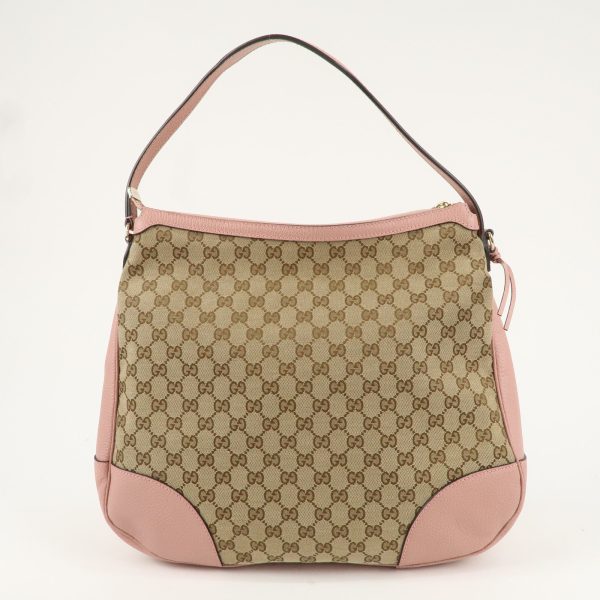 GUCCI GG Canvas Leather One Shoulder Bag Pink Beige 449244 Sale