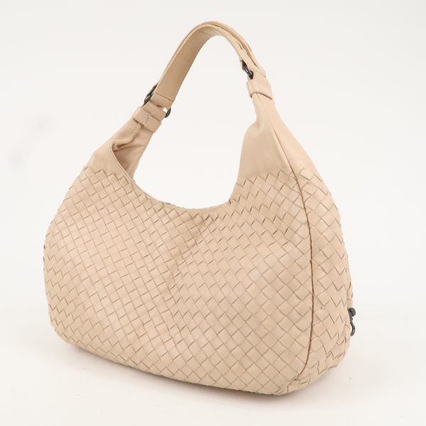 BOTTEGA VENETA Intrecciato Leather Shoulder Bag Pink Beige 125787 on Sale