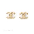 Chanel Crystal CC Earrings Gold Tone 17P Sale