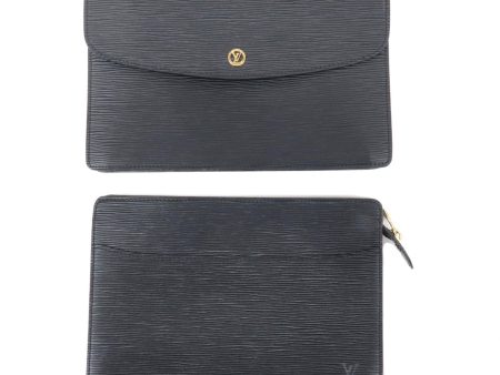 Louis Vuitton Set of 2 Epi Clutch Bag Noir Black M52652 M52522 Online