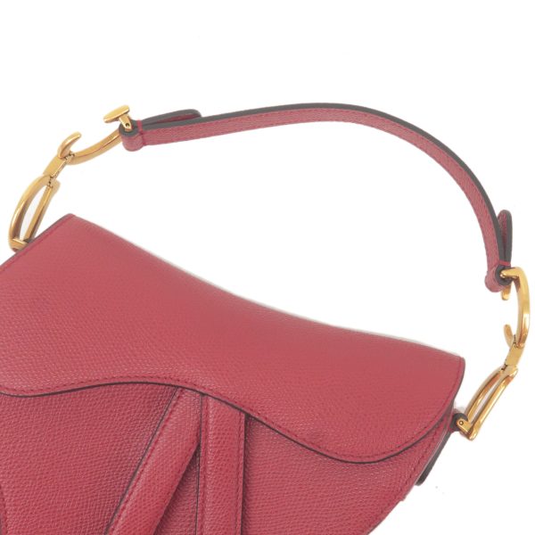 Christian Dior Saddle Bag Leather Shoulder Bag Red For Discount