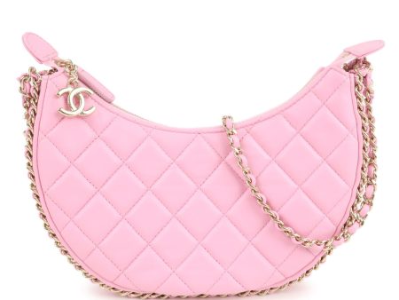 CHANEL Matelasse Lamb Skin Small Hobo Shoulder Bag Pink AS3917 on Sale