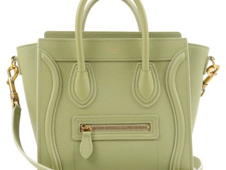 CELINE Leather Luggage Nano Shopper 2Way Bag Light Khaki 189243 on Sale