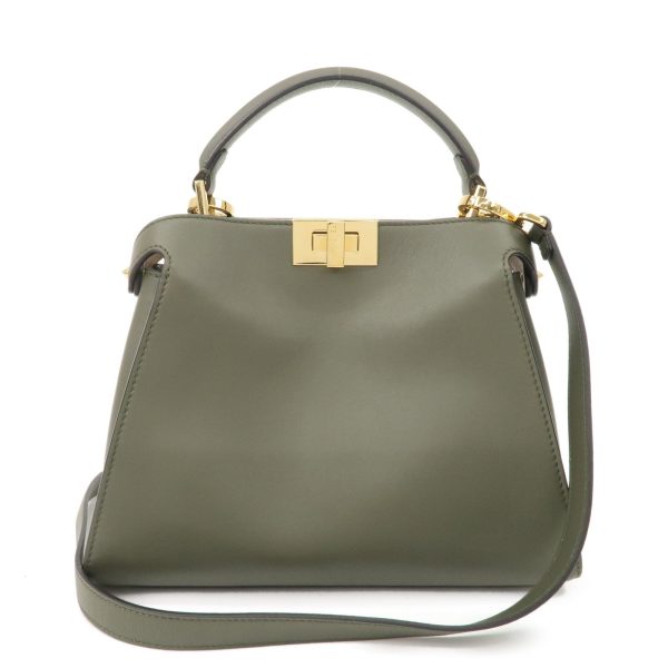 FENDI Peekaboo Iconic Essentially Leather 2Way Bag Khaki 8BN302 Online Hot Sale