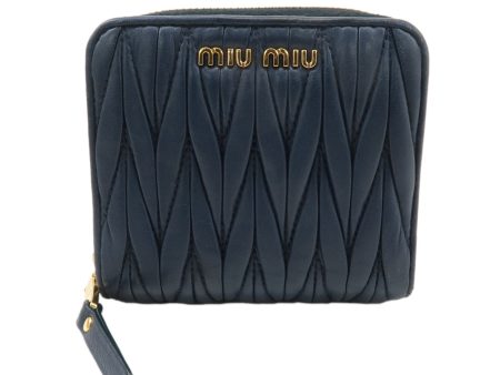 MIU MIU Matelasse Leather Bi-fold Wallet Navy 5ML522 For Cheap