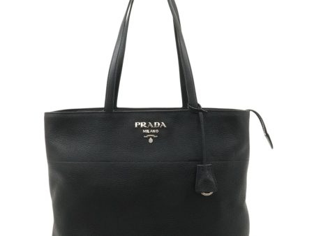 PRADA Leather Tote Bag Shoulder Bag Black 1BG203 Hot on Sale